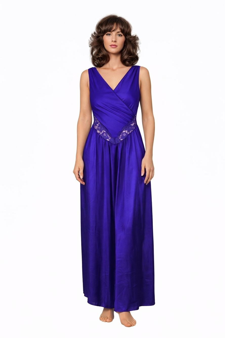 Vintage Undercover Wear Purple Lacy Nightgown Slip Dress USA made size small